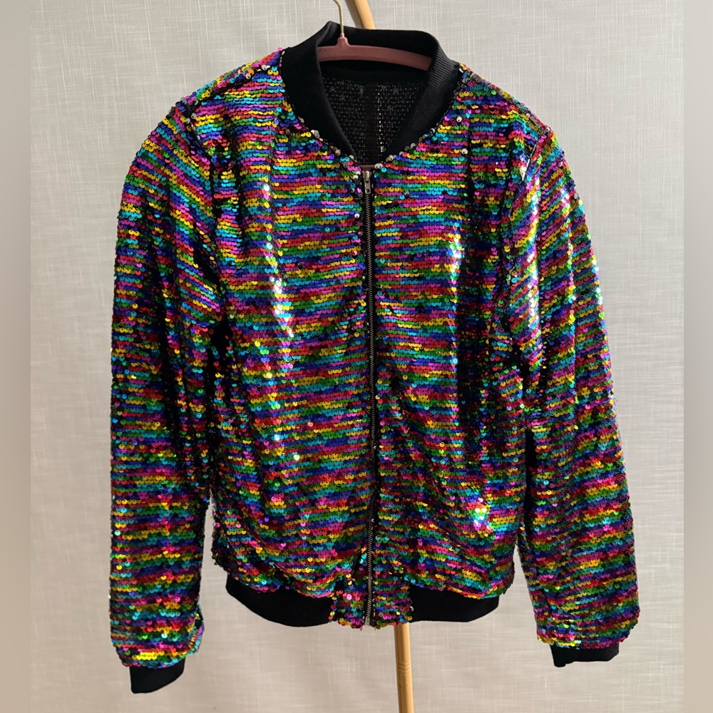 Multicolor Sequin Bomber Jacket